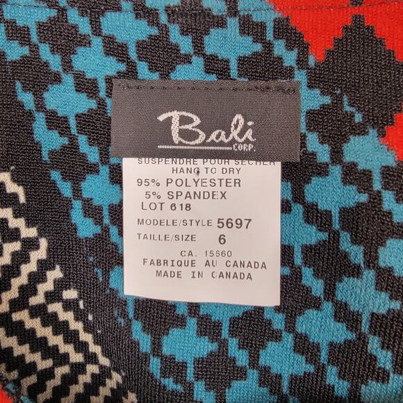 Bali Houndstooth Mix Print Colorful Vegan Leather Trim Zip Front Jacket VTG - 6 - Picture 6 of 6